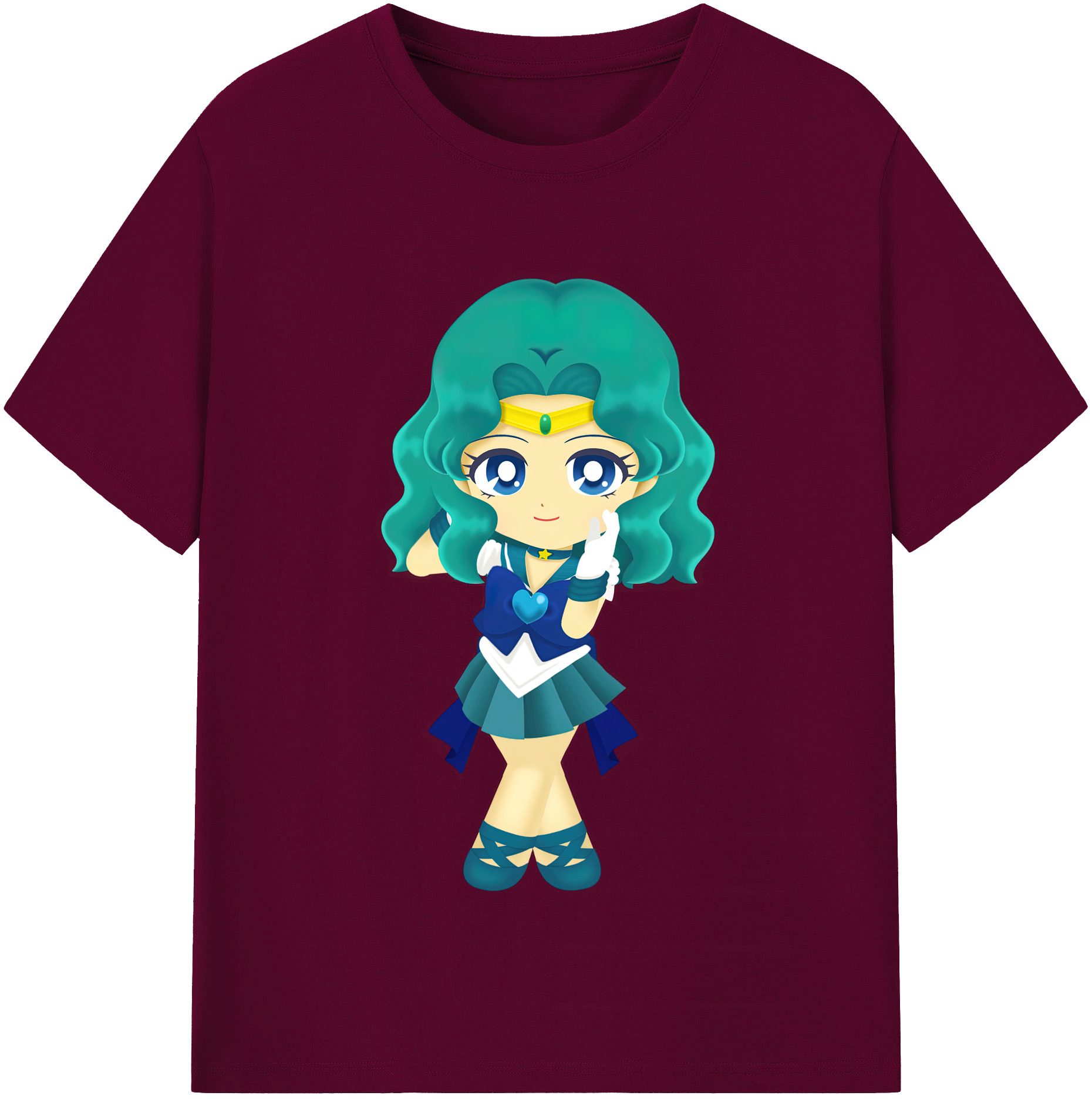 （画像用） 美少女戦士セーラームーン 海王 みちる（かいおう みちる） Sailor Moon Kaiou Michiru レディースカジュアルプリントTシャツ（綿100％）